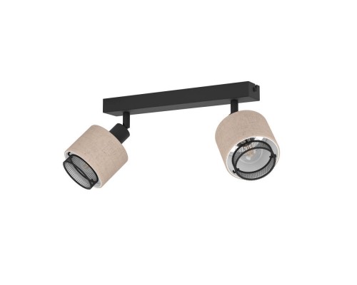 43657 Спот ROSLEY, 2x40W(E14), сталь, черный, текстиль, натуральный
