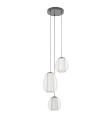 390458 Светодиодный подвес с регулировкой цветовой температуры MENORCA, 1X7W 2X5,5W 3X1,6W(LED), ?420, 2200-6500K, 1900lm, сталь, никель черный, белый