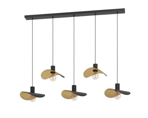 390396 Подвес SACEDA, 5X40W(E27), сталь, черный, золотой