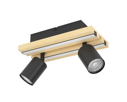 390522 Светодиодный настенно-потолочный светильник  GESTEIRA, 14W(LED) ,3000K, 1100lm, сталь, дерево, черный, коричневый, черный