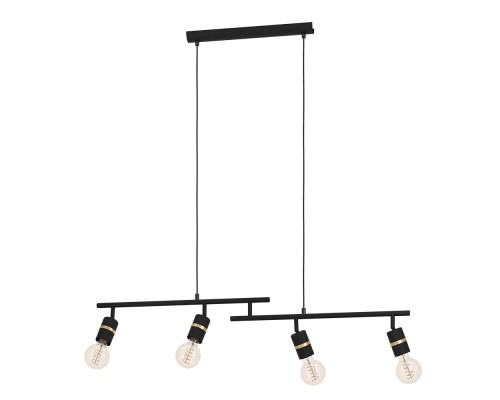 900177 Подвесной потолочный светильник LURONE, 4x10W, E27, L1000, B50, H1100, сталь, черный, латунь