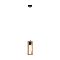 49473 Подвес LITTLETON, 1x60W (E27), L110, B100, H1100, сталь, черный/дерево, коричневый