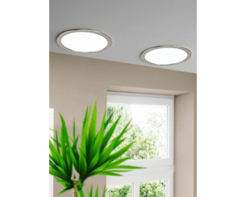 99155 Светодиодный встраиваемый светильник FUEVA 5, 17W (LED), ?216, ET26, 2100lm, 4000K, сталь, никель