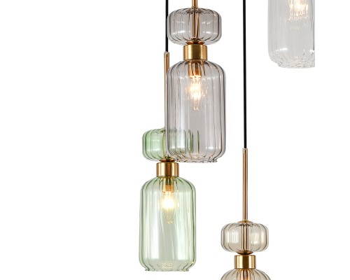 Подвесной светильник Escada 1141/5S E14*60W Clear/Beige/Green/Smoke/Amber