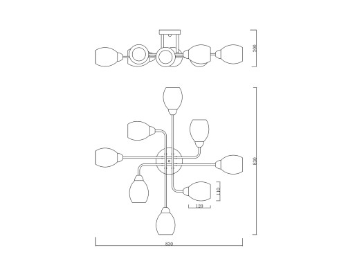 Светильник на штанге Escada 1132/8P E27*60W Gold