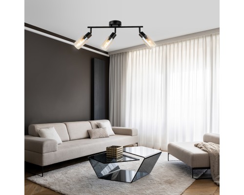 Настенно-потолочный свет Escada 10172/3A E14*40W Black/Amber