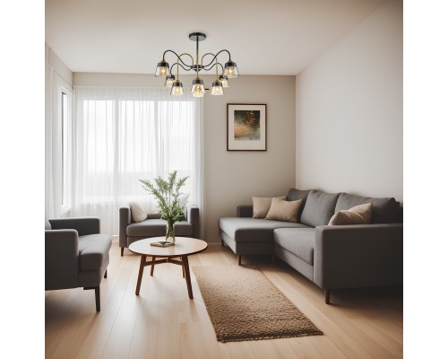 Светильник на штанге Escada 1147/8P E27*40W Black/Brass