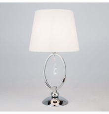 Настольная лампа с белым абажуром Eurosvet 01055/1 хром/прозрачный хрусталь Strotskis Madera