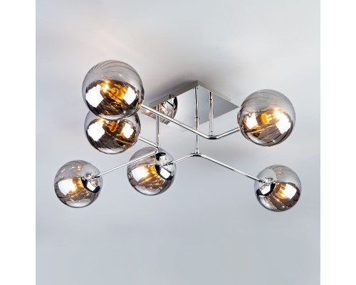 Потолочный светильник с круглыми стеклянными плафонами Eurosvet 30140/6 хром Evita
