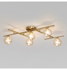 Потолочный светильник со стеклянными плафонами 502001/5 латунь