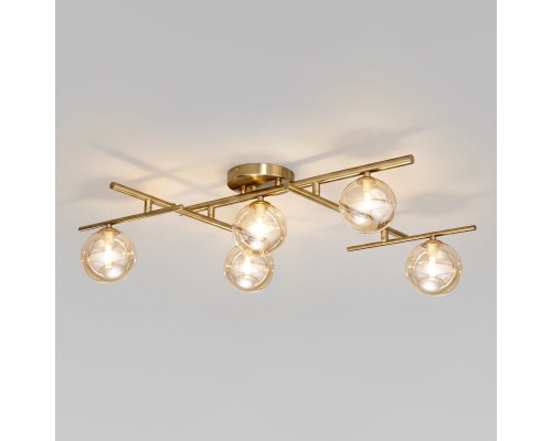 Потолочный светильник со стеклянными плафонами 502001/5 латунь