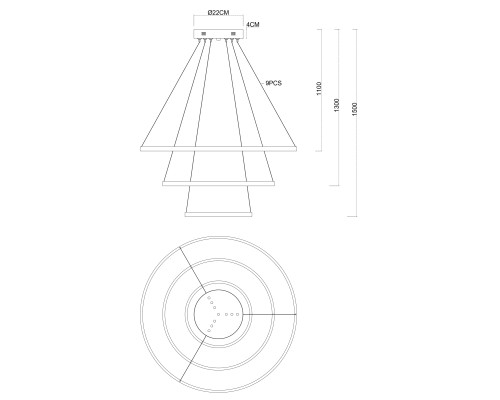 Потолочная чаша Favourite 4591-220-9CH Canopy D220*H40мм