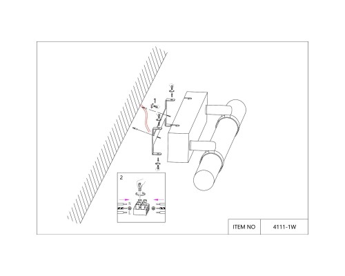 4111-1W, настенный светильник, D90xW700xH80, LEDx22W, 450LM, 4000K