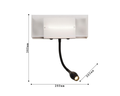 4066-2W, настенный светильник, D85xW260xH365, 1xLEDx3W + 1xLEDx6W, 720LM, 4000K, switch
