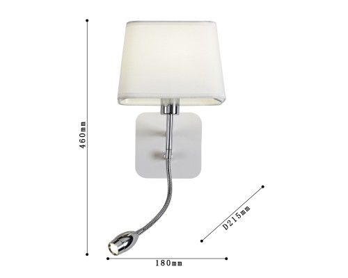 Бра Favourite 1687-2W Baumwolle 1*E14*40W + 1*LED*1W, 80LM, 4000K, switch D215*W180*H460мм