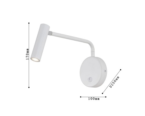 Настенный светильник Favourite 1961-1W Murum 1*LED*3W, 240LM, 3000K , switch D120*W60*H100мм