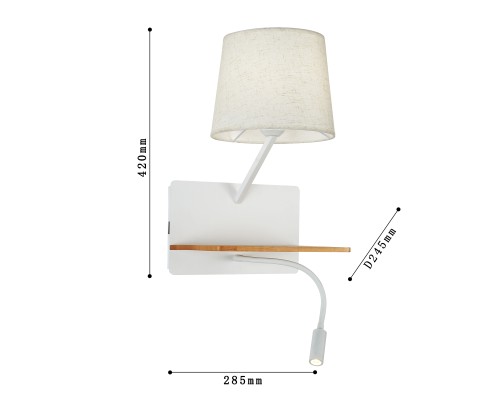 Бра Favourite 2895-1W Liga 1*E27*40W + 1*LED*2W, 160LM, 3000K, switch, USB D245*W285*H420мм
