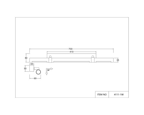 4111-1W, настенный светильник, D90xW700xH80, LEDx22W, 450LM, 4000K