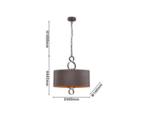 4007-2P, подвесная люстра, L400xW160xH545/1545, 2xE14x40W