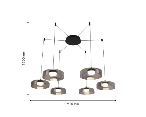 Потолочная люстра Favourite 4490-6P Platta 6*LED*5W, 1950LM, 4000K D910*H1500мм