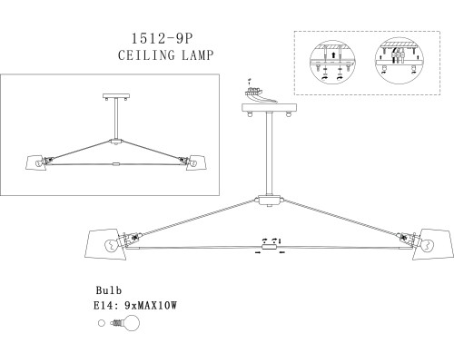 Подвесная люстра Favourite 1512-9P Eimer 9*E14*40W D1200*H450мм