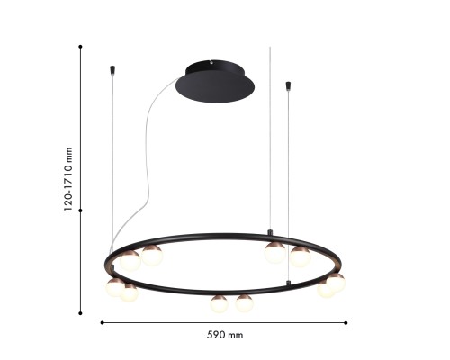 Подвесная люстра Favourite 4320-10P Knopp LED*36W, 3200LM, 4000K, CRI>90 D590*H120/1710мм