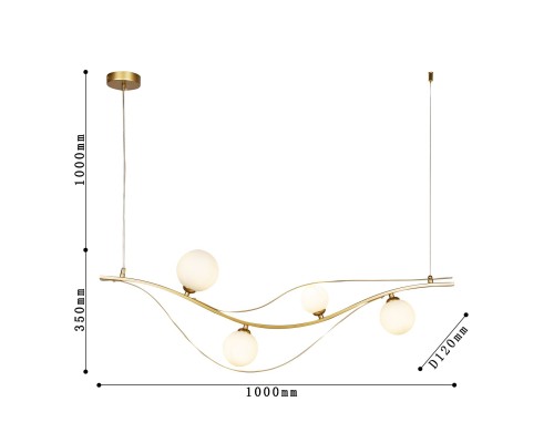 4059-4P, подвесная люстра, L1000xW120xH350/1350, 4xG9LEDx5W
