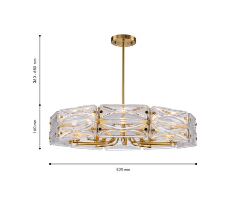 4764-10P, подвесная люстра, D830xH360/680, 10xE14x40W, excluded