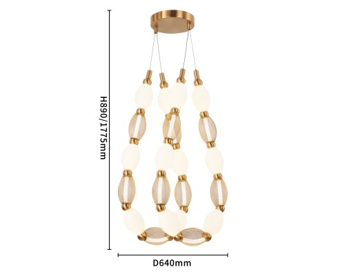 Потолочная люстра Favourite 4559-2PC Perler 2*LED*18W, 1990LM, 4000K D200*H1780/2780 + D640*H890/1775 + D1800*H820/1725мм