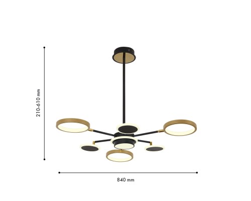 4687-7P, подвесная люстра, D840xH610, LEDx90W/45W/45W, 5980/3060/2940LM, 4000/6500/3500K, included, remote control