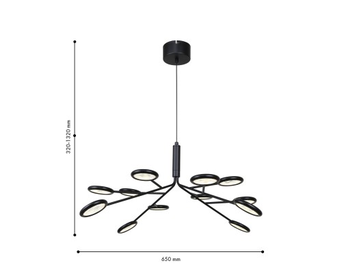 Подвесная/потолочная люстра F-Promo 4252-12P Mugs 12*LED*3W, 3060LM, 4000K D650*H320/1320мм