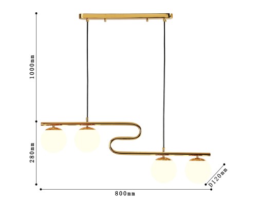 4037-4P, подвесная люстра, L800xW120xH280/1280, 4xE14LEDx5W