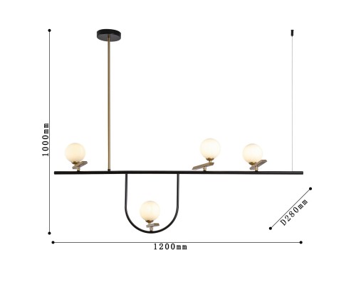 4109-4P, подвесная люстра, L1200xW280xH1000, 4xG9LEDx5W