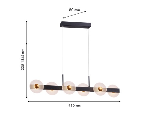 Подвесная люстра Favourite 4317-6P Solskin 6*LED*5.3W, 1700LM, 4000K, CRI>90 L910*W80*H255/1845мм