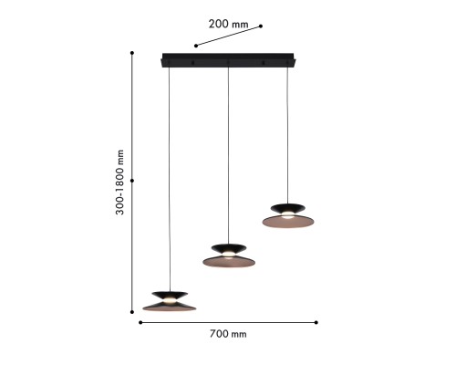 Потолочная люстра Favourite 4372-3P Platt 3*LED*4.3W, 910LM, 4000K, CRI>90 L700*W200*H300/1800мм