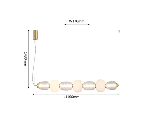 Подвесная люстра Favourite 4057-3P Bella LED*47W, 3258LM, 3000K L1100*W170*H230/1430мм