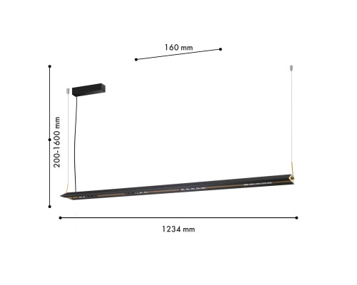 Подвесная люстра Favourite 4398-12P Norman LED*30W, 2625LM, 3000K/4700K/6500K, IP20 L1234*W160*H200/1600мм