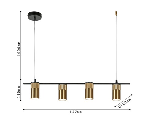 2827-4P, подвесная люстра, L710xW100xH140/1140, 4xGU10x35W