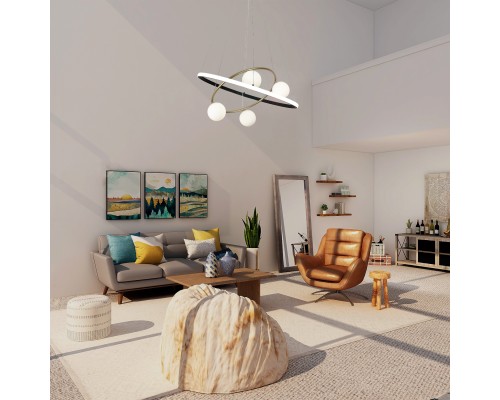 Подвесная люстра F-Promo 4184-6P Orbium 4*G9LED*10W + LED*70W + LED*20W, 4050LM, 3000-6000K, пульт D600*H150/1200мм