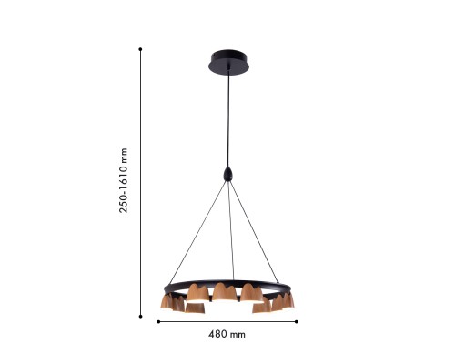 Подвесная люстра Favourite 4266-9P Interline LED*40W, 1720LM, 4000K D480*H250/1610мм