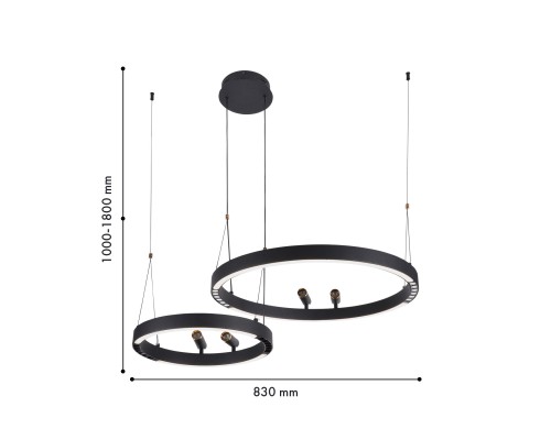 Подвесная люстра F-Promo 4474-2P Slinga LED*53W + LED*33W + 4*LED*3W, 2075LM, 3000-6500K, пульт D830*H1000/1800мм