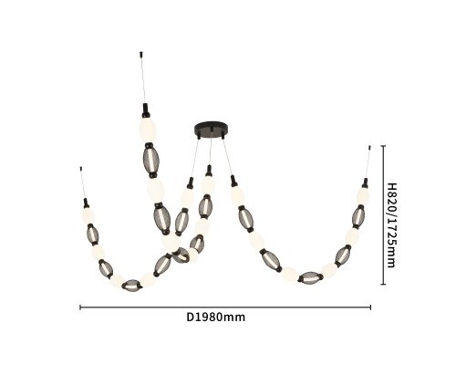 Потолочная люстра Favourite 4560-3PC Perler 3*LED*18W, 2230LM, 4000K D200*H1780/2780 + D650*H890/1775 + D1980*H820/1725мм