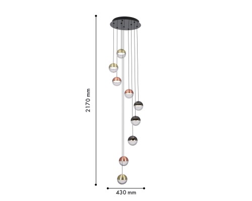 Потолочная люстра Favourite 4371-9P Luna 9*LED*5.3W, 3360LM, 4000K, CRI>90 D430*H2170мм