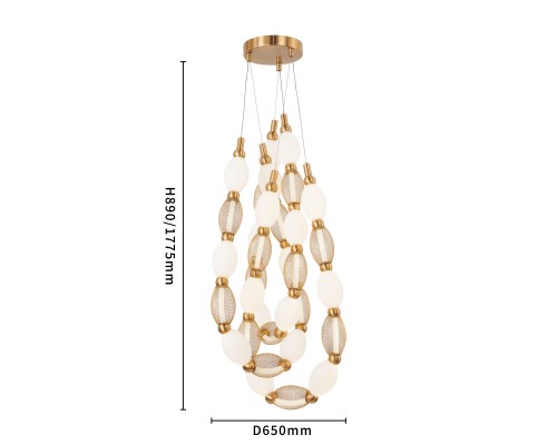 Потолочная люстра Favourite 4559-3PC Perler 3*LED*18W, 2910LM, 4000K D200*H1780/2780 + D650*H890/1775 + D1980*H820/1725мм