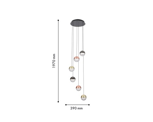 Потолочная люстра Favourite 4371-6P Luna 6*LED*5.3W, 2240LM, 4000K, CRI>90 D390*H1970мм