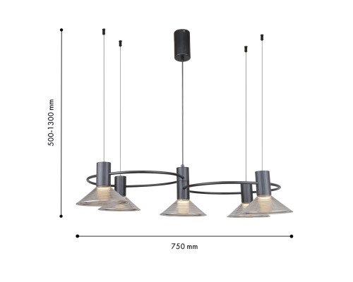 Подвесная люстра F-Promo 4622-5P Feris 5*LED*6W, 2400LM, 3000K L750*W500*H500/1300мм