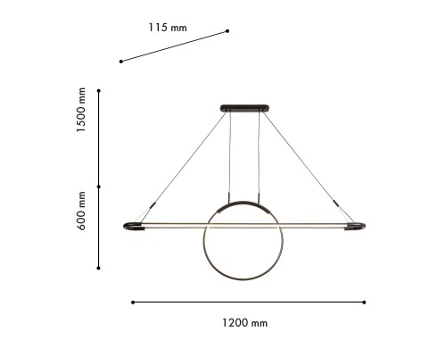 Подвесная люстра Favourite 4587-12P Spillet LED*58W, 4640LM, 4000K L1200*W115*H600/1500мм