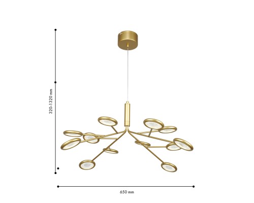 Подвесная/потолочная люстра F-Promo 4253-12P Mugs 12*LED*3W, 3060LM, 4000K D650*H320/1320мм