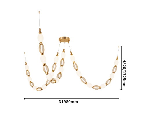 Потолочная люстра Favourite 4559-3PC Perler 3*LED*18W, 2910LM, 4000K D200*H1780/2780 + D650*H890/1775 + D1980*H820/1725мм