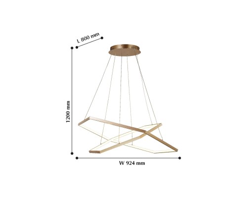 2103-14P, люстра подвесная, L800xW924xH1200max, 1xLEDx40W + 1xLEDx56W, 8440LM, 3000K